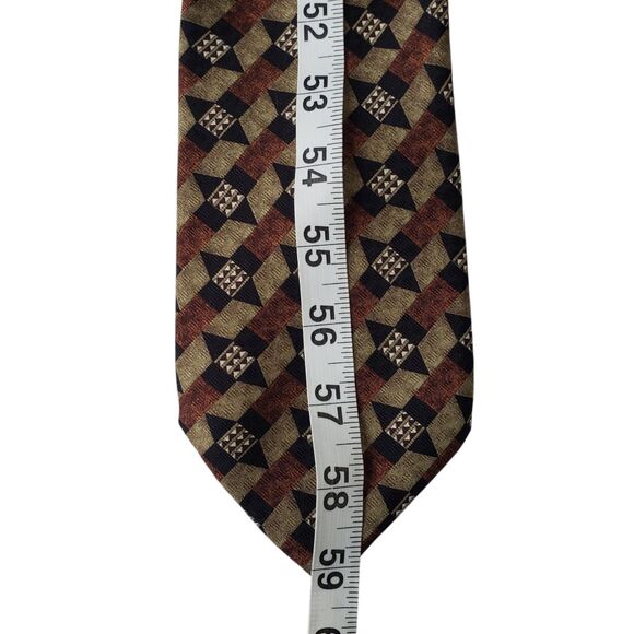 Guess 100% Silk Neck Tie Brown Beige Geometric Italy NWT Vintage - Picture 8 of 10